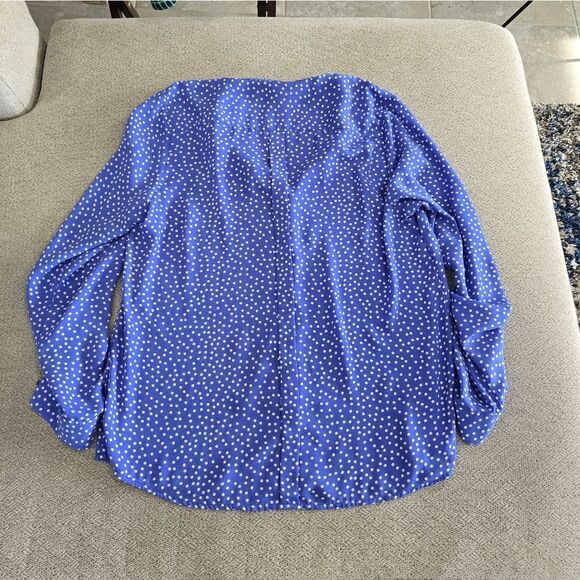 The Limited Purple and White Polka Dot Dress Shirt - Size Large - Picture 3 of 10